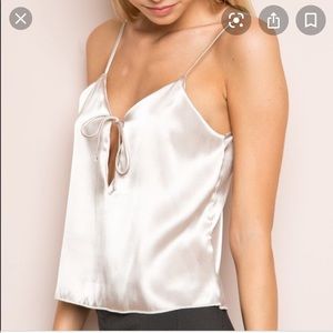 Pale pink tie silky top